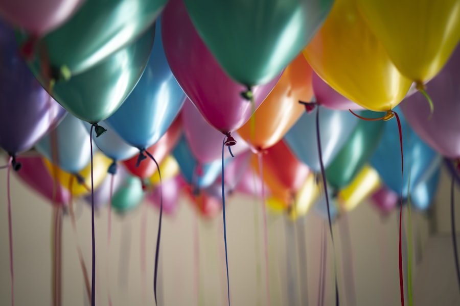 Colourful balloons at a kids party